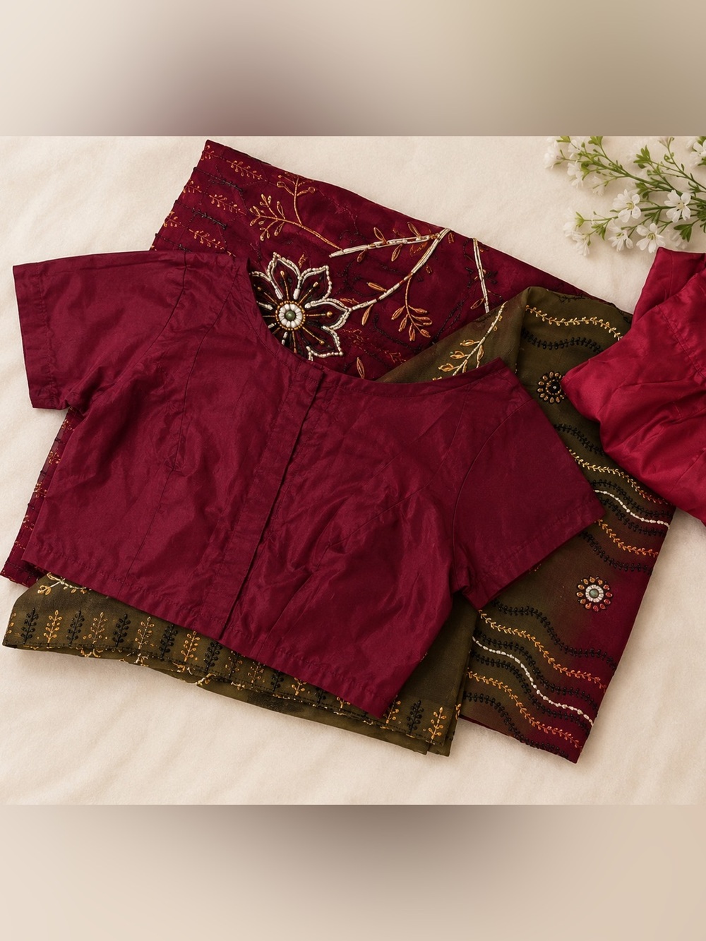 Indian Sari/Saree with Blouse and Skirt